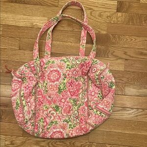 Floral Pink and Green Tote Bag